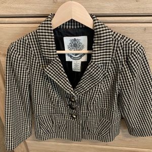 BB Dakota Cropped Blazer Checkered Black Tan